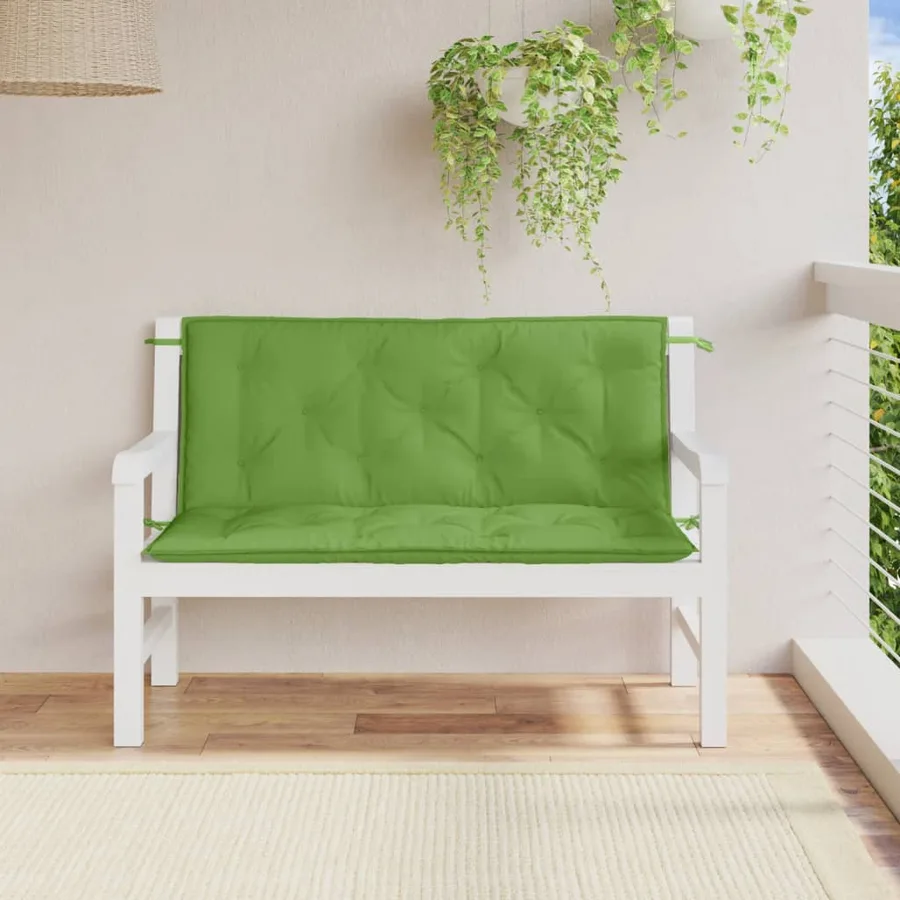 Coussins de banc de jardin lot de 2 vert mélangé tissu - 3