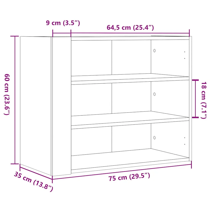Armoire murale chêne sonoma 75x35x60 cm bois d'ingénierie - 10