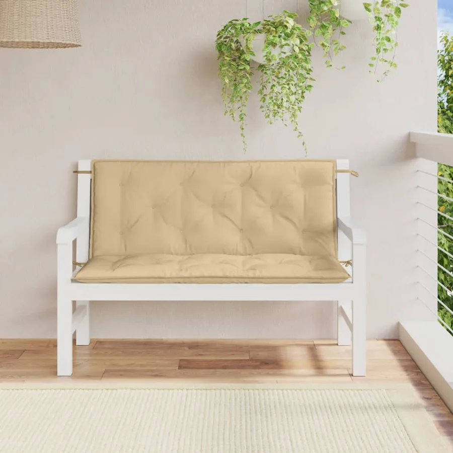 Coussins de banc de jardin lot de 2 beige mélangé tissu - 3