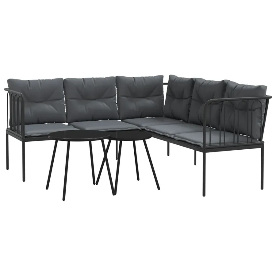 Ensemble de canapés de jardin et coussins noir acier textilène - 2