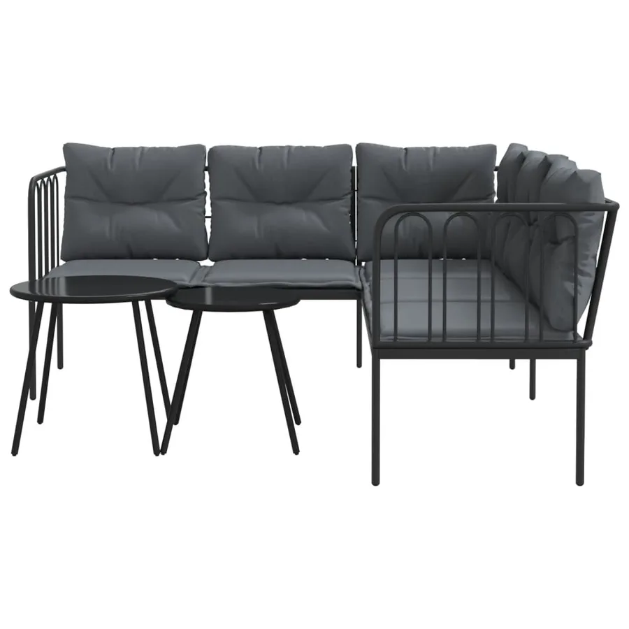 Ensemble de canapés de jardin et coussins noir acier textilène - 5