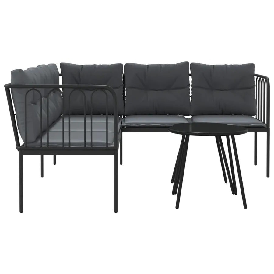 Ensemble de canapés de jardin et coussins noir acier textilène - 6