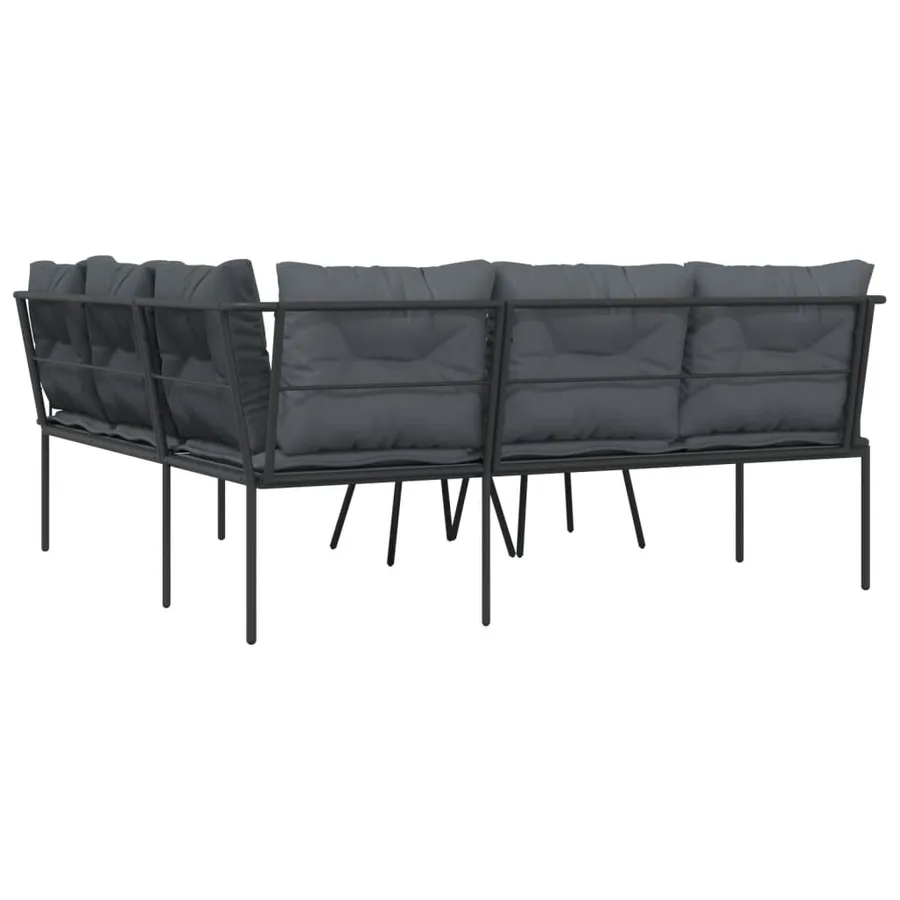 Ensemble de canapés de jardin et coussins noir acier textilène - 7
