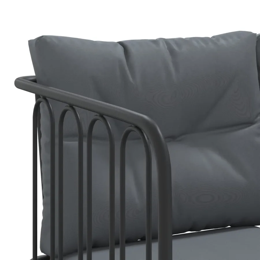 Ensemble de canapés de jardin et coussins noir acier textilène - 8