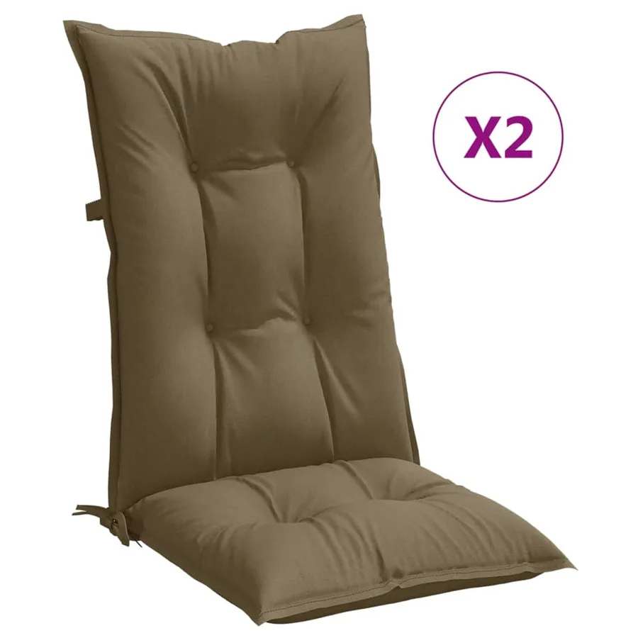 Coussins de chaise à dossier haut lot de 2 taupe mélangé tissu - 2