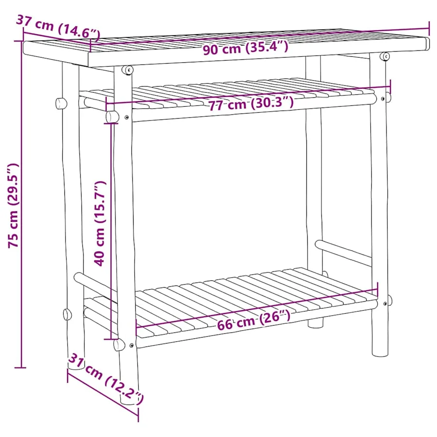 Table console 90x37x75 cm bambou - 7