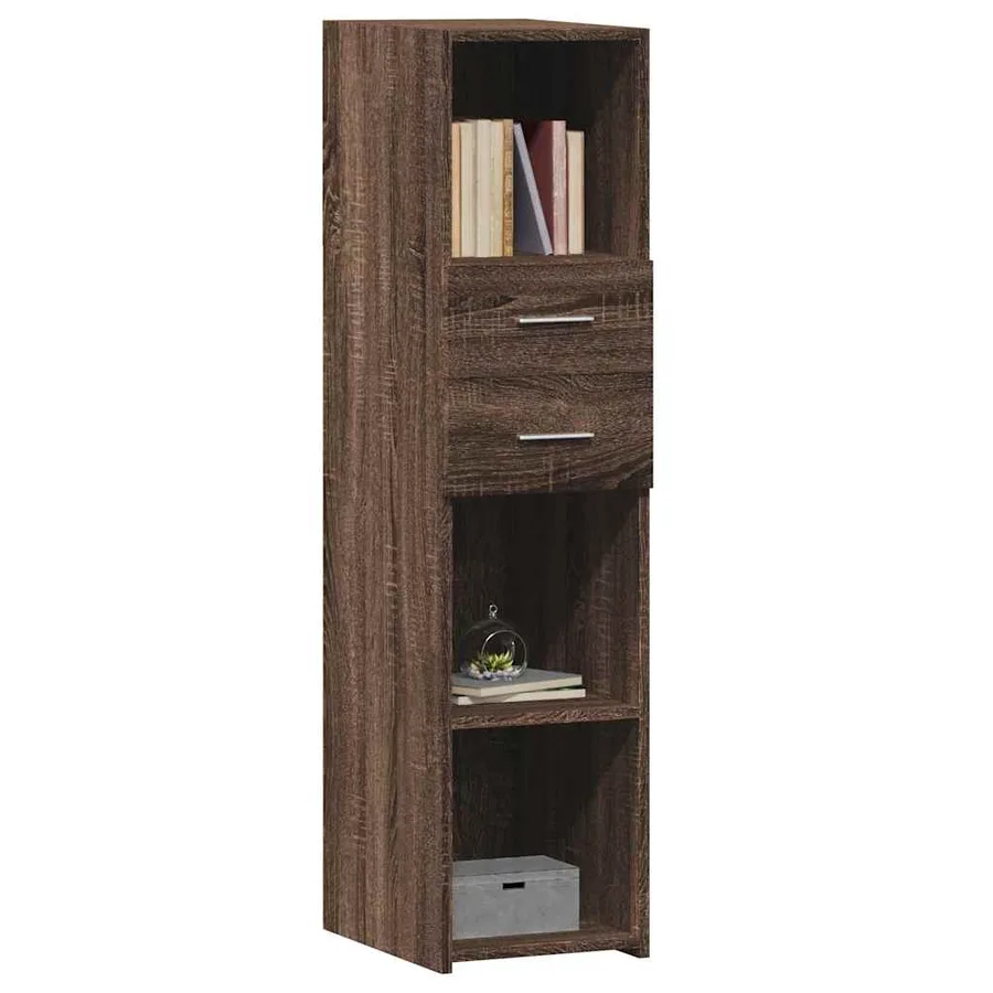 Buffet haut chêne marron 30x42,5x124 cm bois d'ingénierie - 3