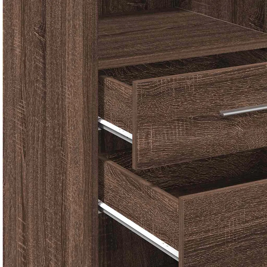 Buffet haut chêne marron 30x42,5x124 cm bois d'ingénierie - 8