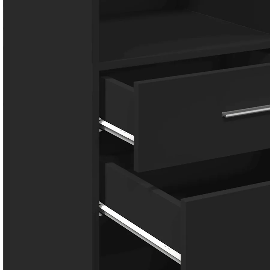 Buffet haut noir 30x42,5x124 cm bois d'ingénierie - 8