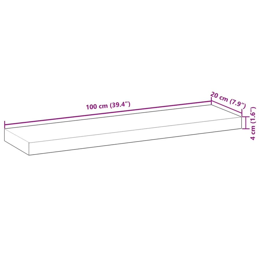 Étagères flottantes 3 pcs 100x20x4 cm acacia massif non traité - 9