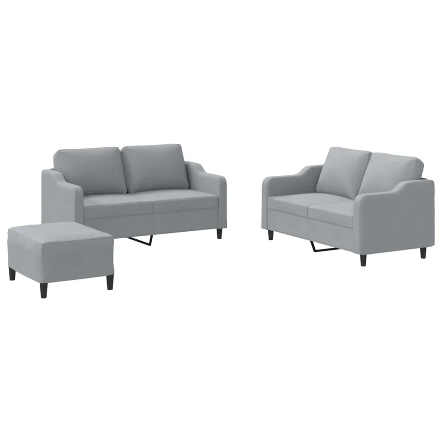 Ensemble de canapés 3 pcs avec coussins Gris clair Tissu - 2