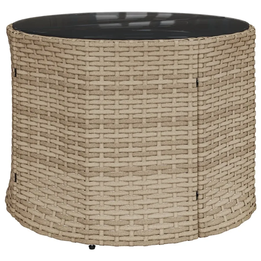 Canapé de jardin table coussins demi-rond beige résine tressée - 5