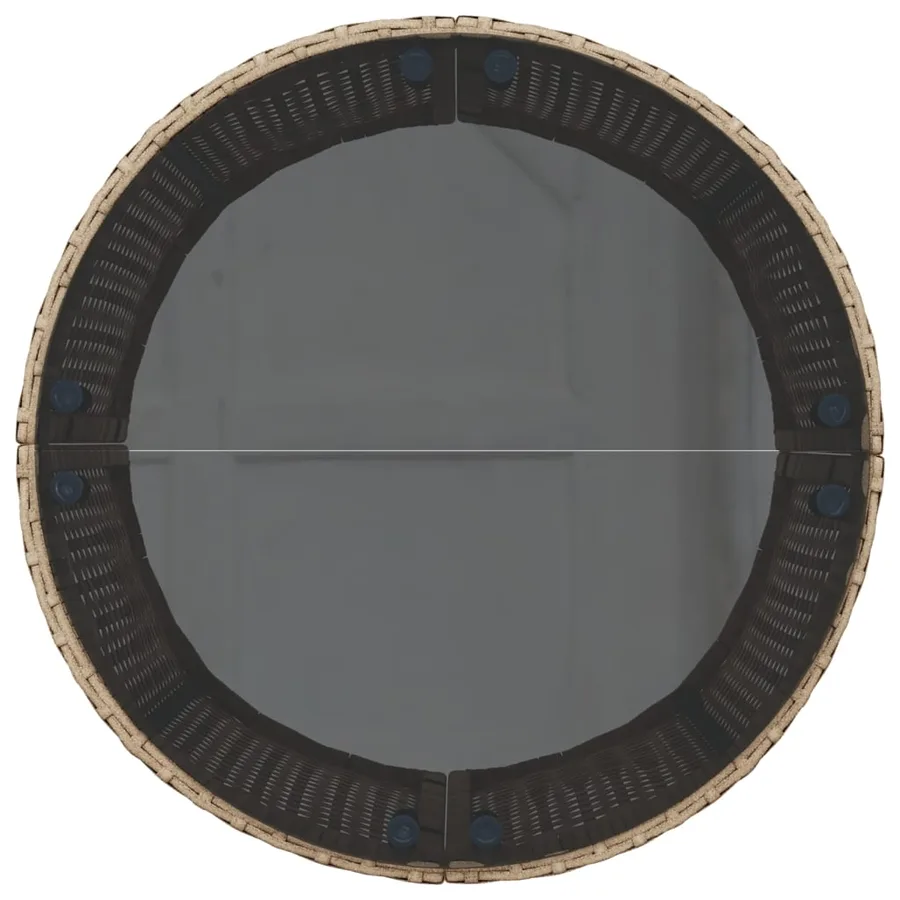 Canapé de jardin table coussins demi-rond beige résine tressée - 6