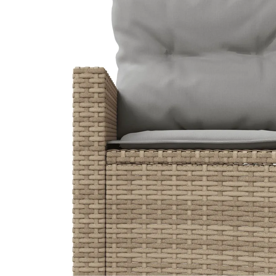 Canapé de jardin avec coussins rond beige résine tressée - 6