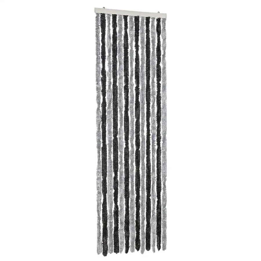 Rideau anti-mouches gris et noir 56x200 cm chenille - 2