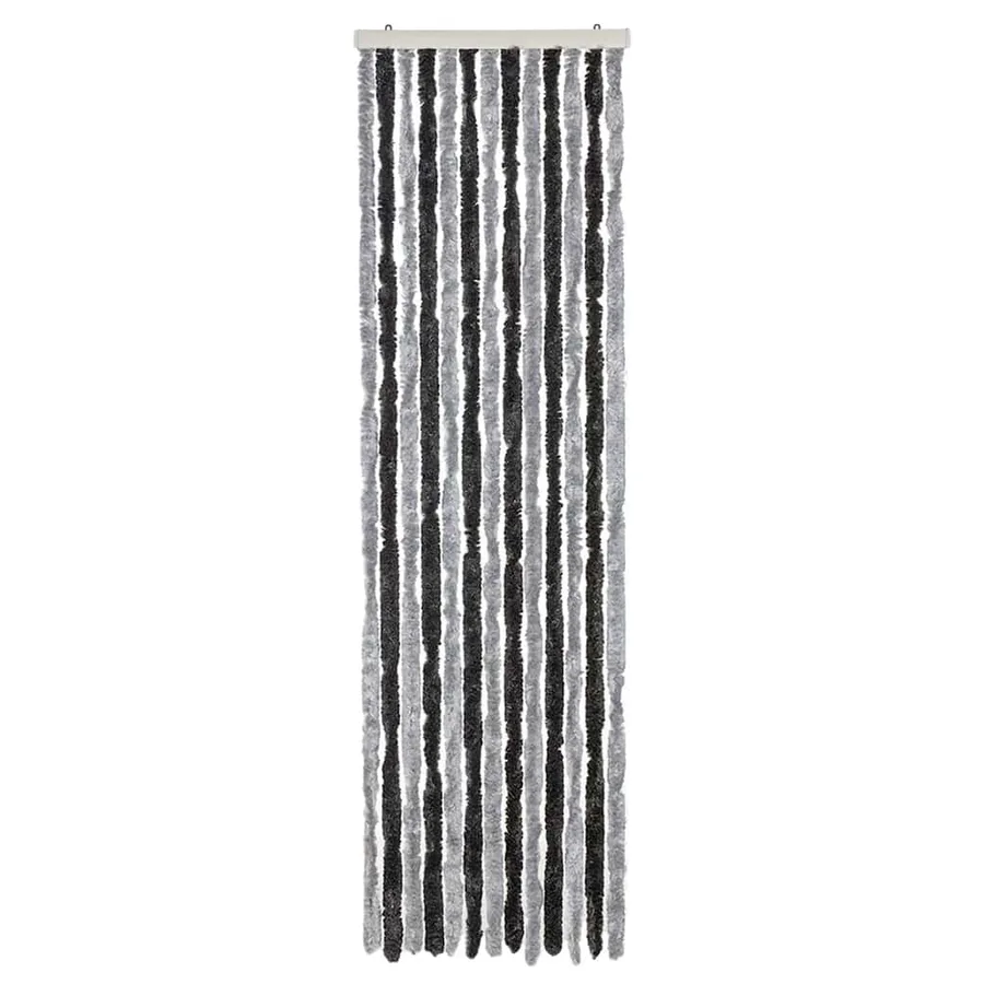 Rideau anti-mouches gris et noir 56x200 cm chenille - 3