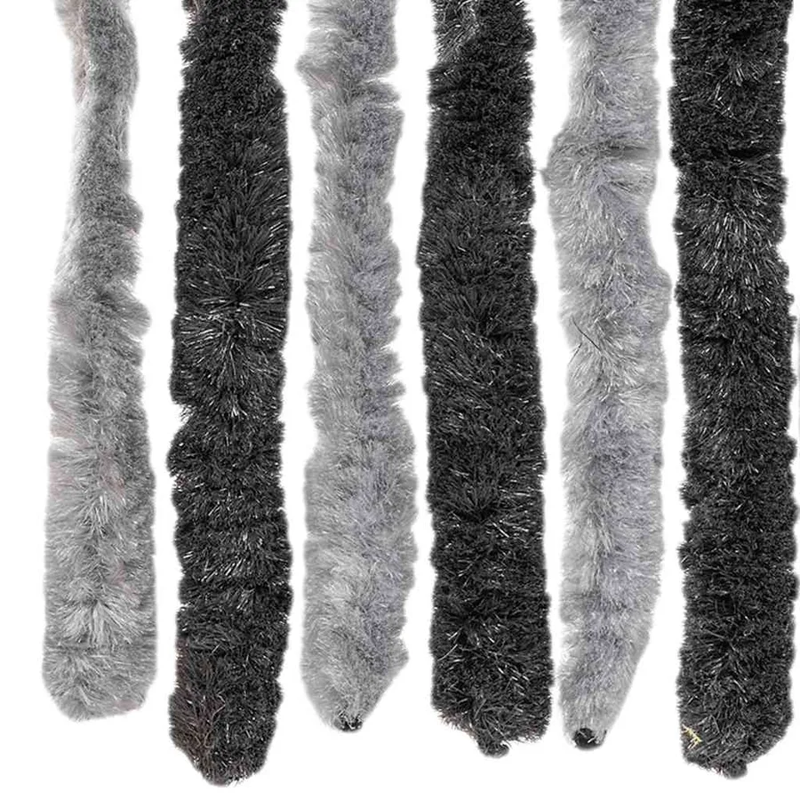 Rideau anti-mouches gris et noir 56x200 cm chenille - 5