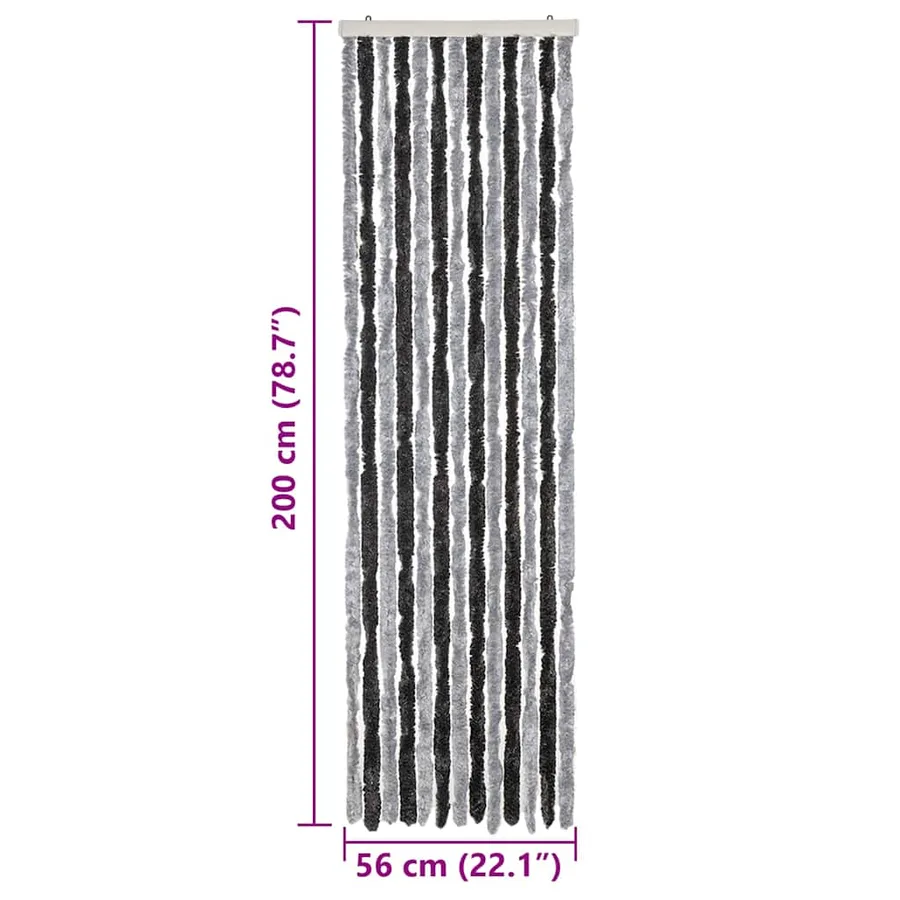 Rideau anti-mouches gris et noir 56x200 cm chenille - 7