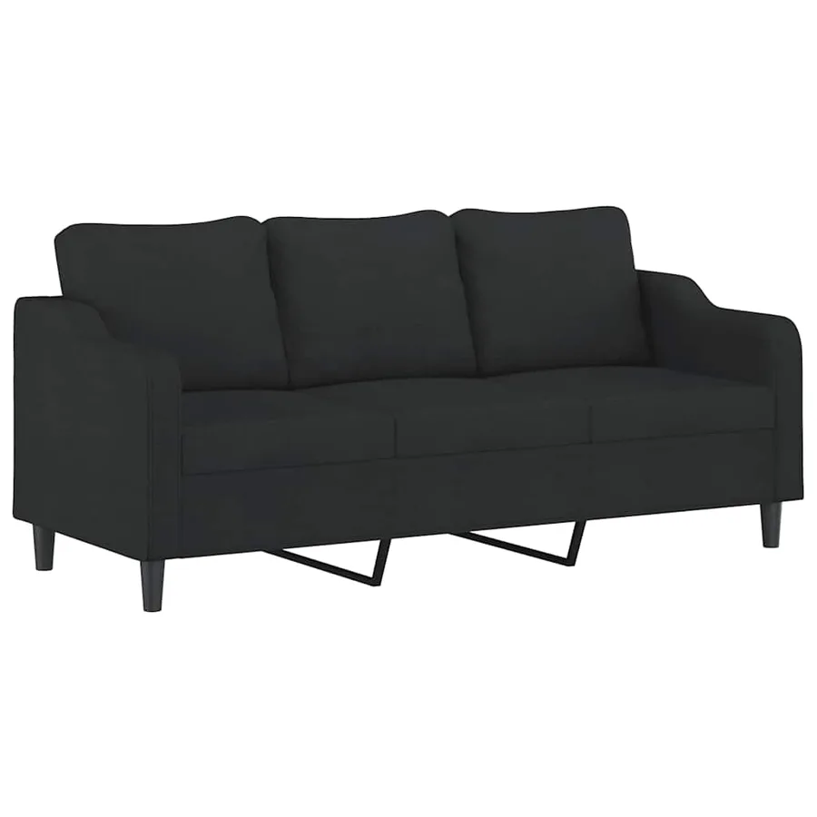 Ensemble de canapés 3 pcs avec coussins Noir Tissu - 4