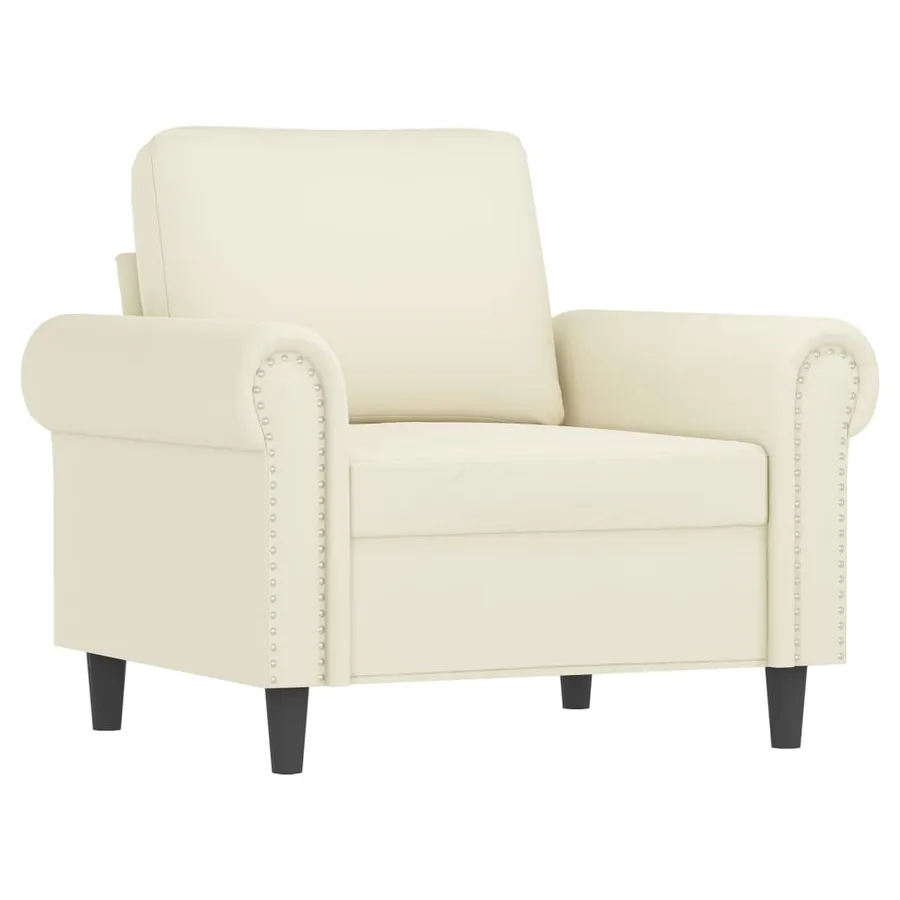 Fauteuil avec repose-pied Crème 60 cm Velours - 4