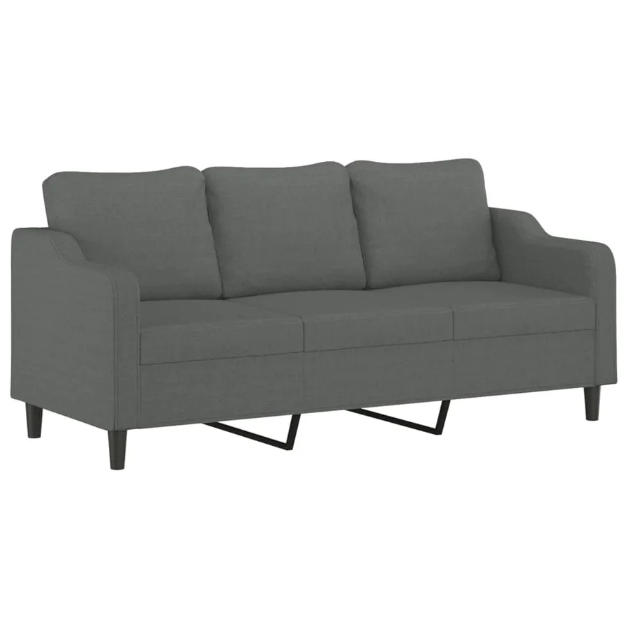 Canapé à 3 places avec repose-pieds Gris foncé 180 cm Tissu - 4