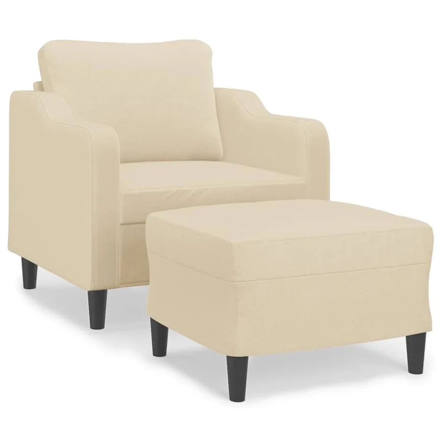 Fauteuil avec repose-pied Crème 60 cm Tissu - 2