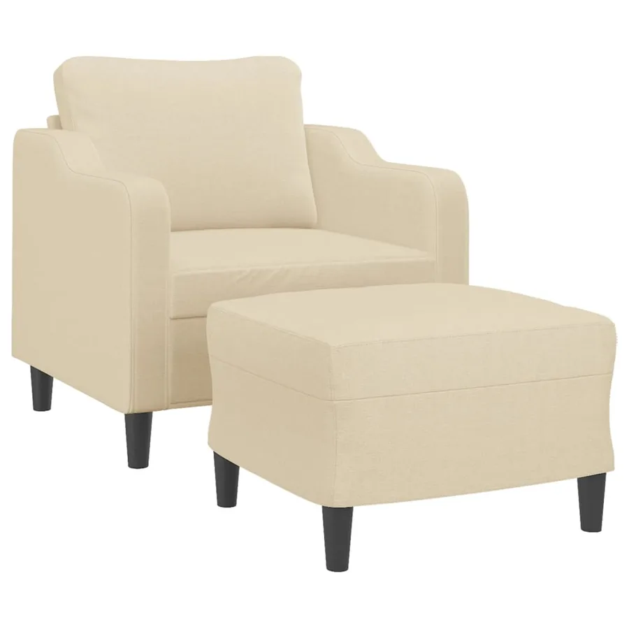 Fauteuil avec repose-pied Crème 60 cm Tissu - 3