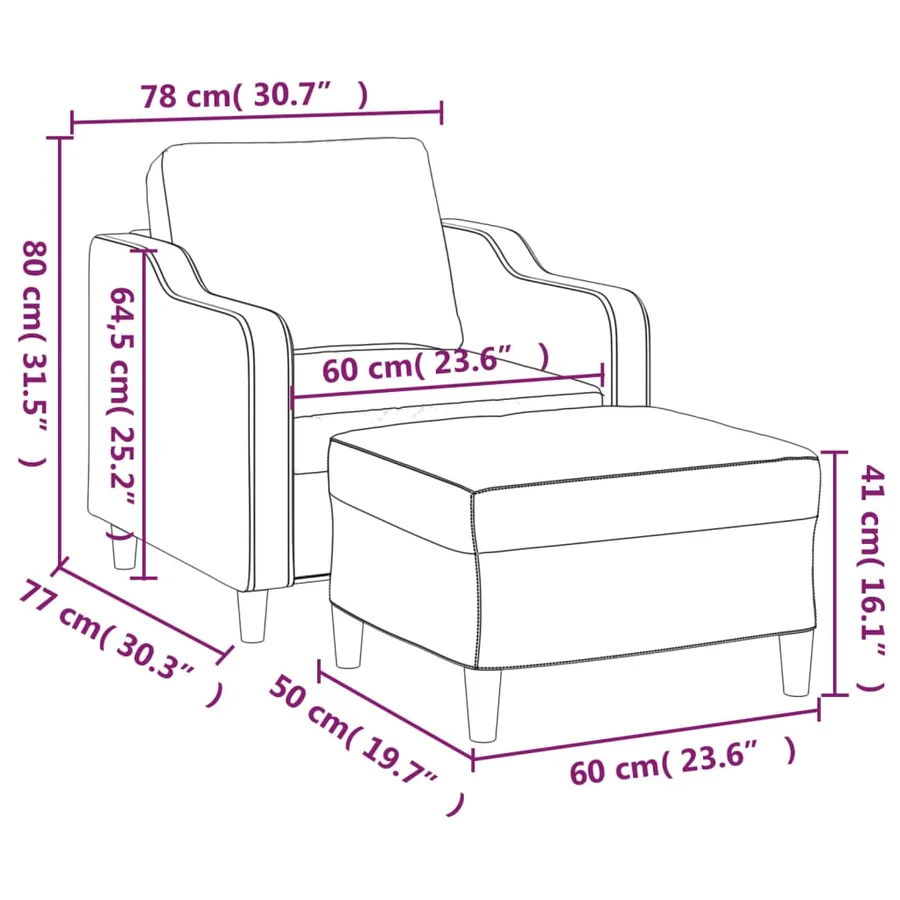 Fauteuil avec repose-pied Crème 60 cm Tissu - 7