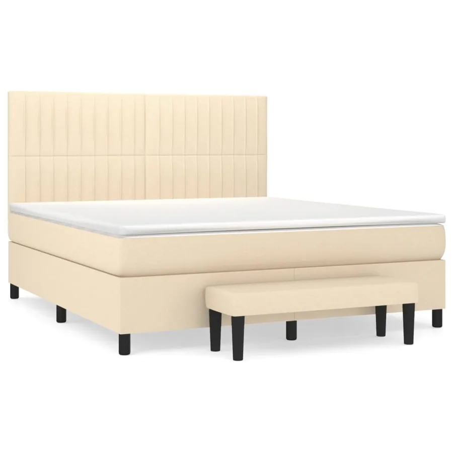 Sommier à lattes de lit avec matelas Crème 180x200 cm Tissu - 2