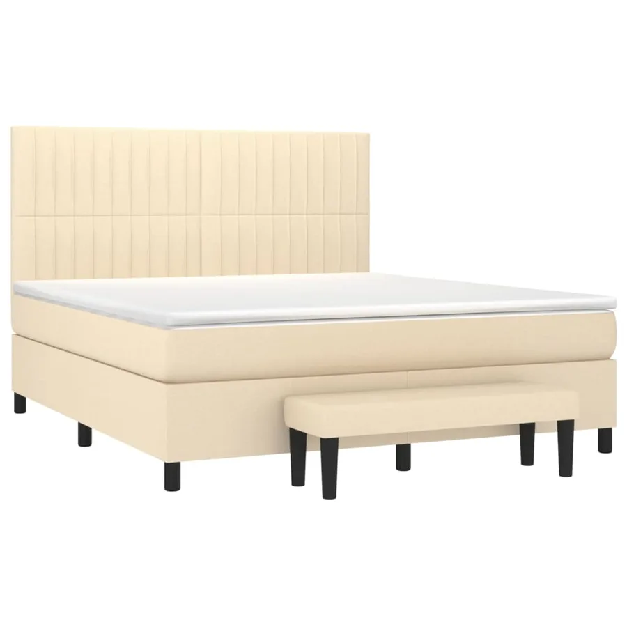 Sommier à lattes de lit avec matelas Crème 180x200 cm Tissu - 3