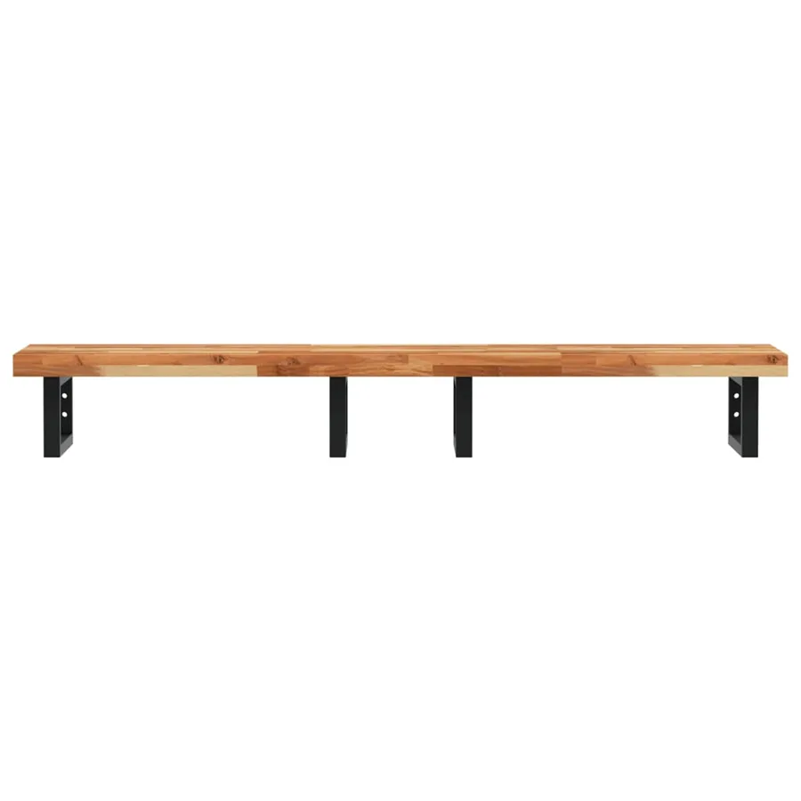 Étagère de vasque murale acier et bois massif d'acacia - 4