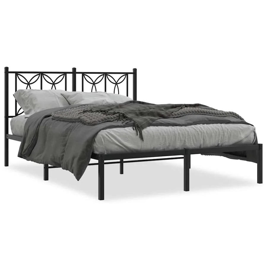 Cadre de lit métal sans matelas avec tête de lit noir 140x190cm - 2