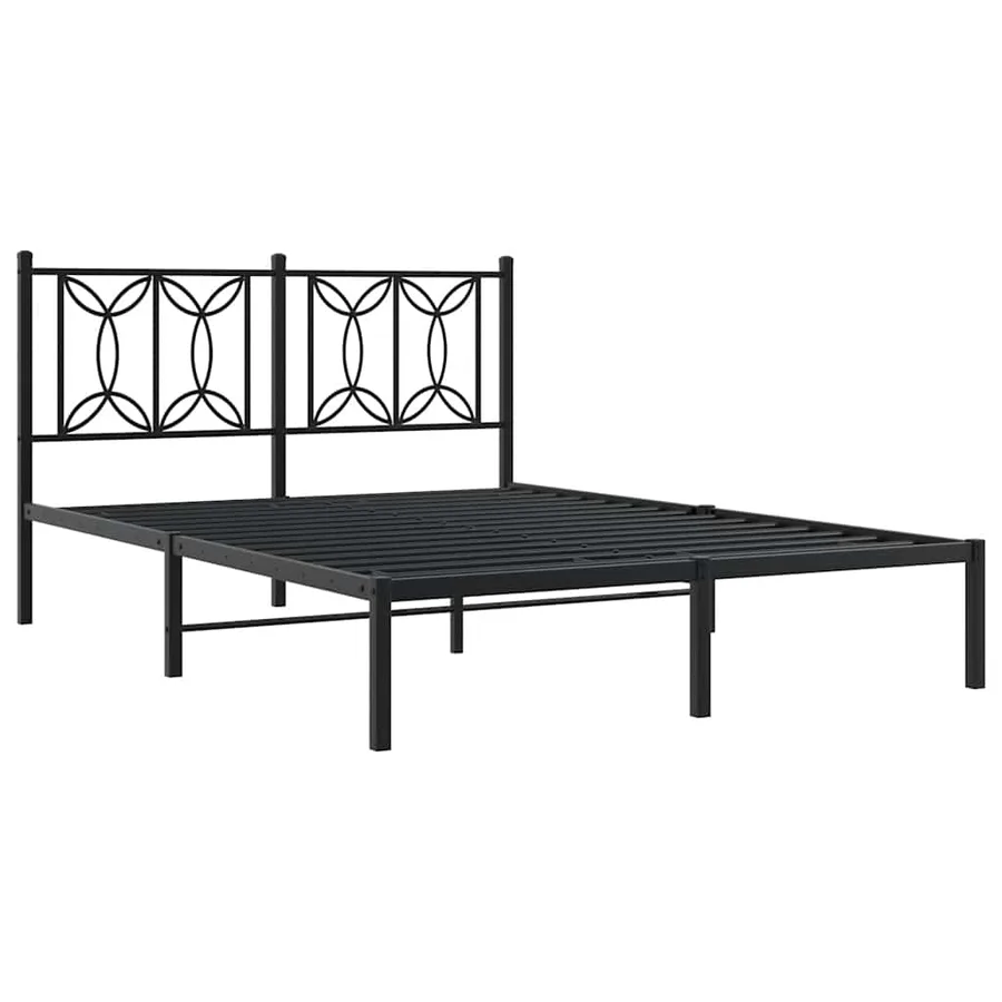 Cadre de lit métal sans matelas avec tête de lit noir 140x190cm - 3