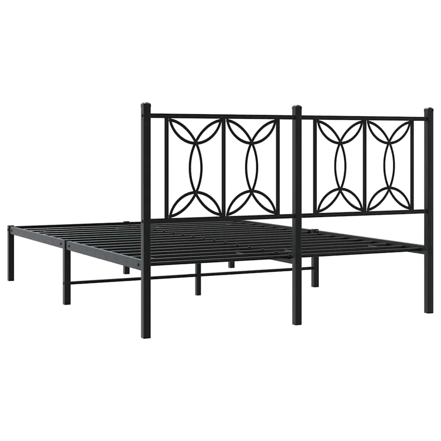 Cadre de lit métal sans matelas avec tête de lit noir 140x190cm - 6