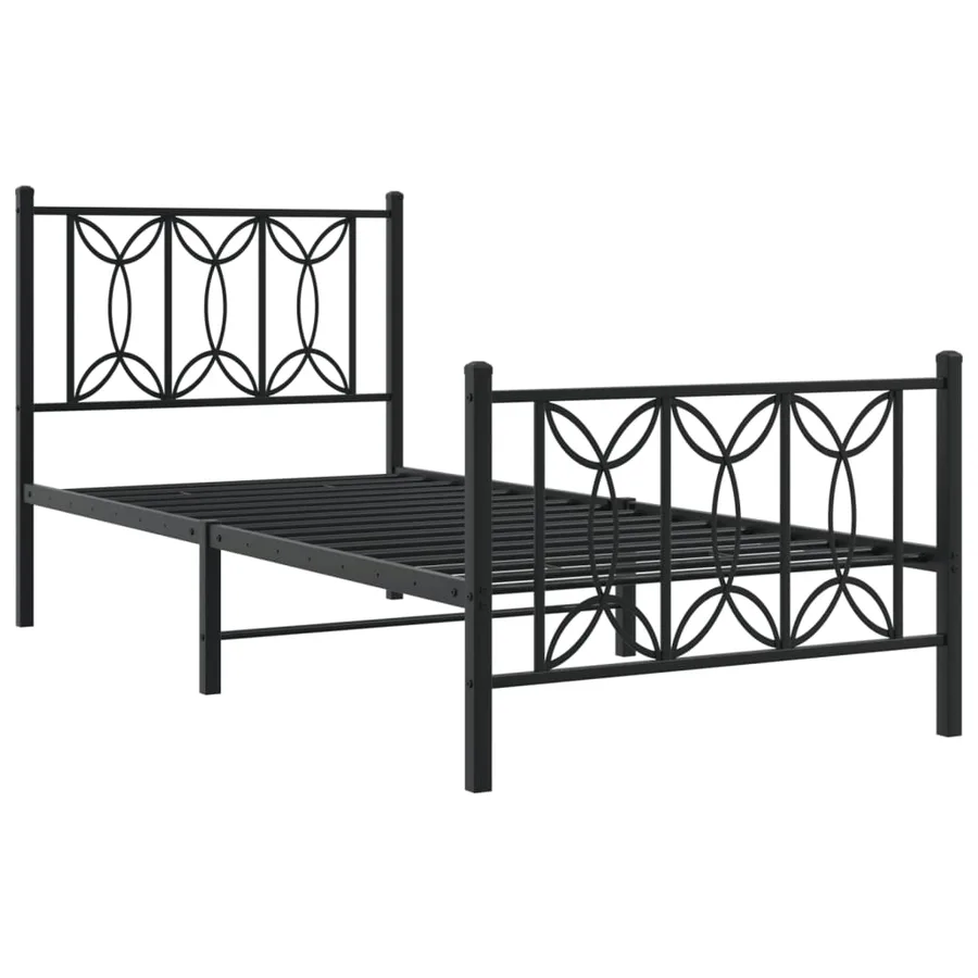 Cadre de lit métal sans matelas avec pied de lit noir 80x200 cm - 3