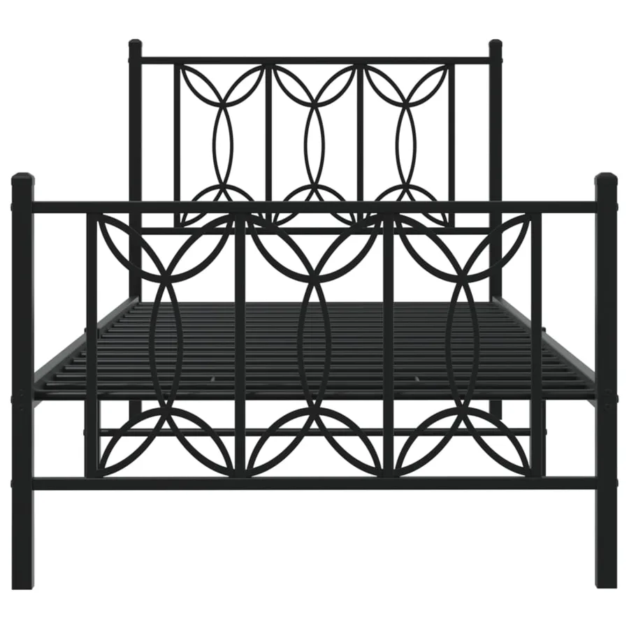 Cadre de lit métal sans matelas avec pied de lit noir 80x200 cm - 4