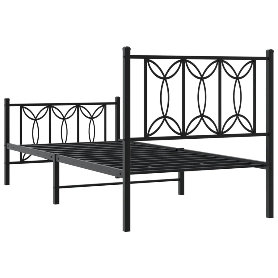 Cadre de lit métal sans matelas avec pied de lit noir 80x200 cm - 6