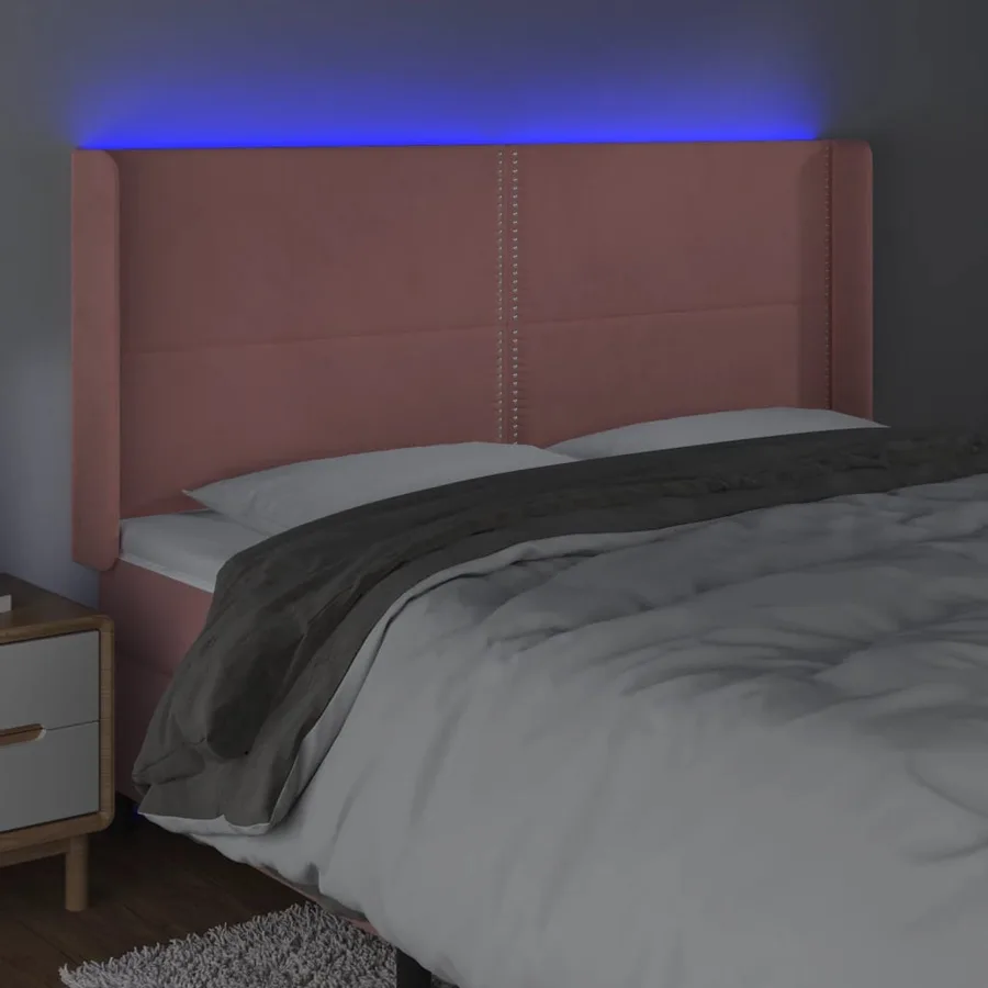 Tête de lit à LED Rose 163x16x118/128 cm Velours - 4
