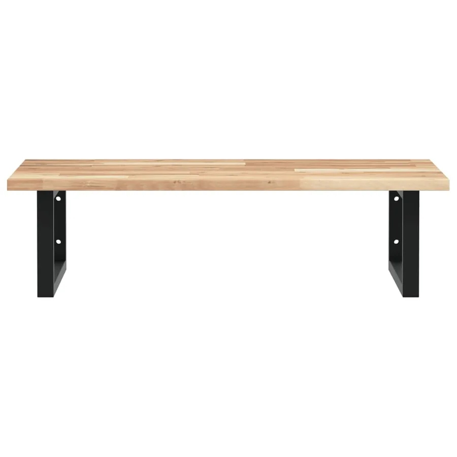 Étagère de vasque murale acier et bois massif d'acacia - 4