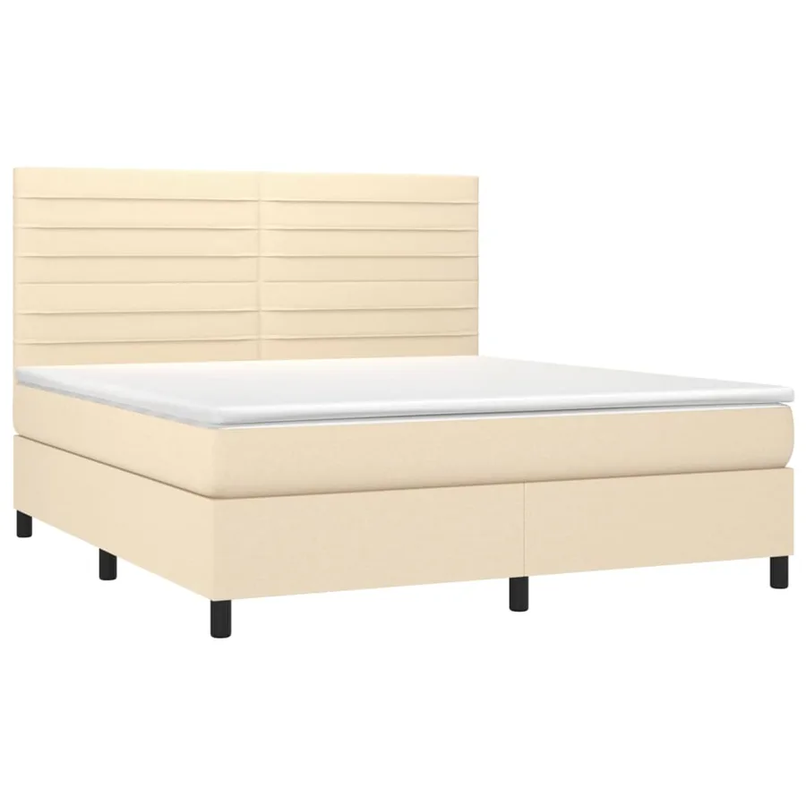 Sommier à lattes de lit avec matelas Crème 180x200 cm Tissu - 3