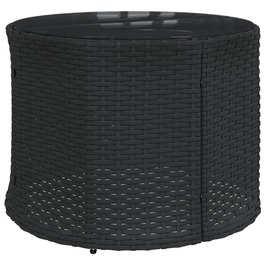 Canapé de jardin avec table coussins rond noir résine tressée - 8