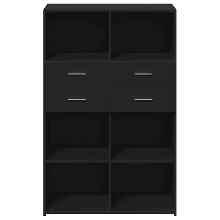 Buffet haut noir 80x42,5x124 cm bois d'ingénierie - 4