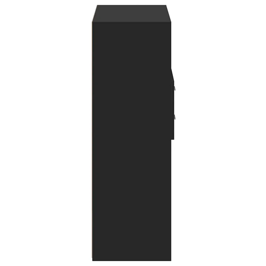 Buffet haut noir 80x42,5x124 cm bois d'ingénierie - 5
