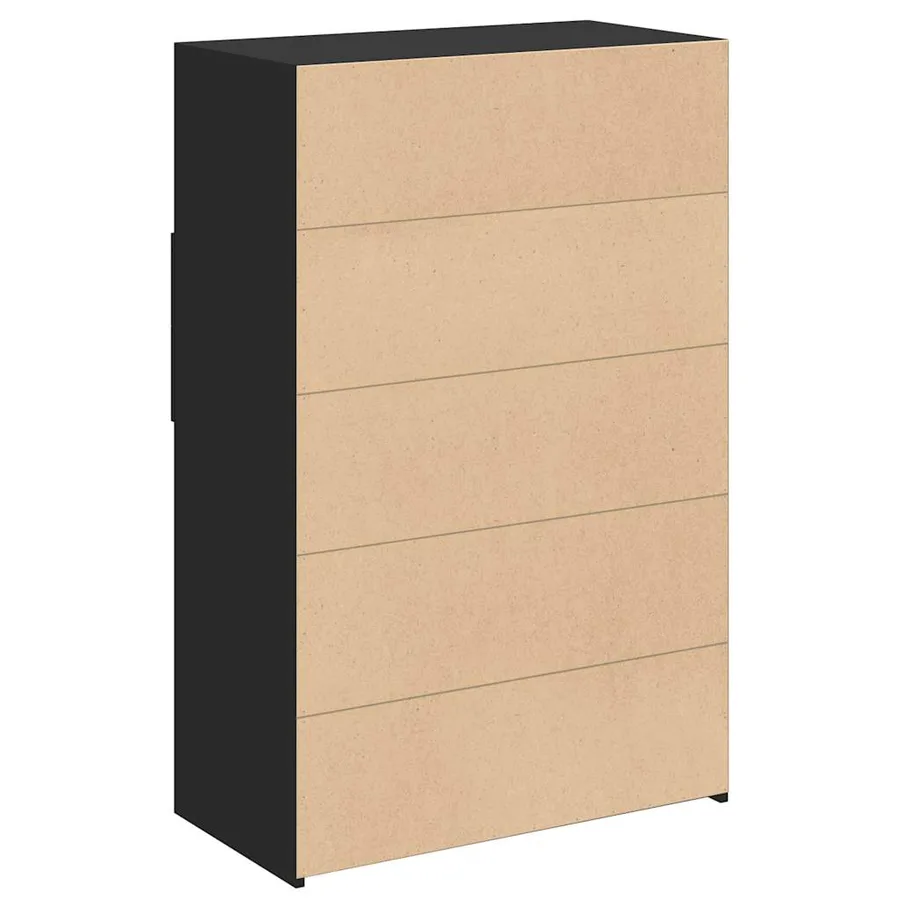 Buffet haut noir 80x42,5x124 cm bois d'ingénierie - 6
