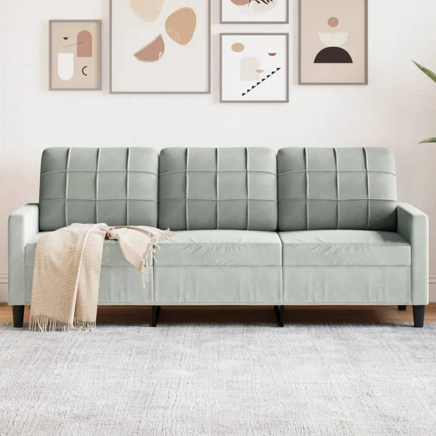 Canapé à 3 places Gris clair 180 cm Velours