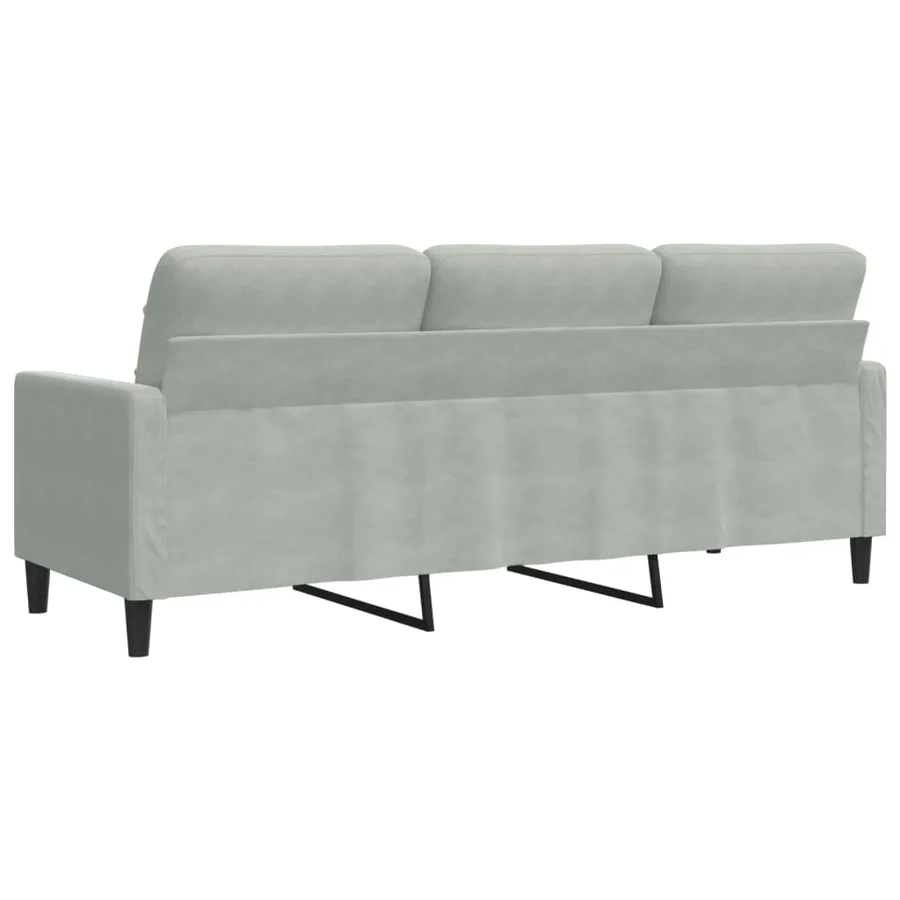 Canapé à 3 places Gris clair 180 cm Velours - 6