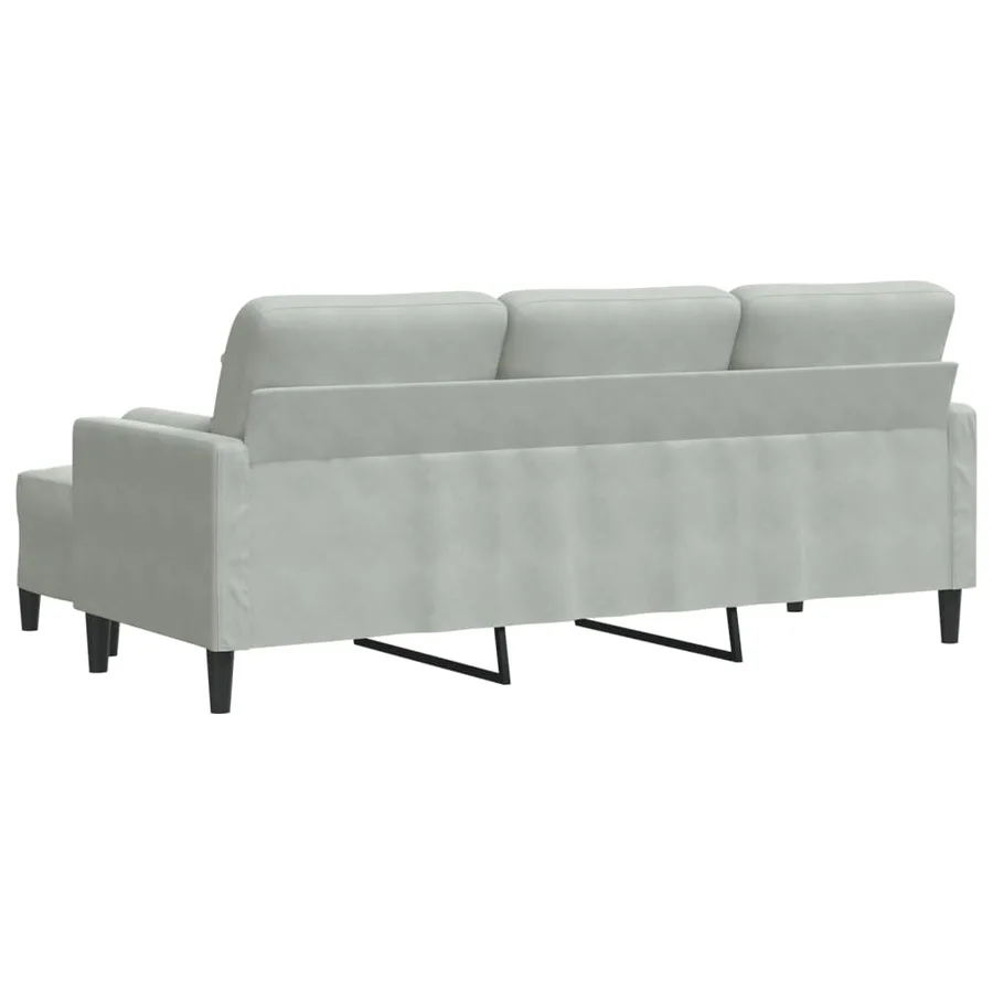 Canapé à 3 places avec repose-pieds Gris clair 180 cm Velours - 5