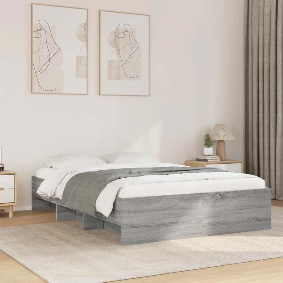 Cadre de lit sans matelas sonoma gris 120x200cm bois ingénierie