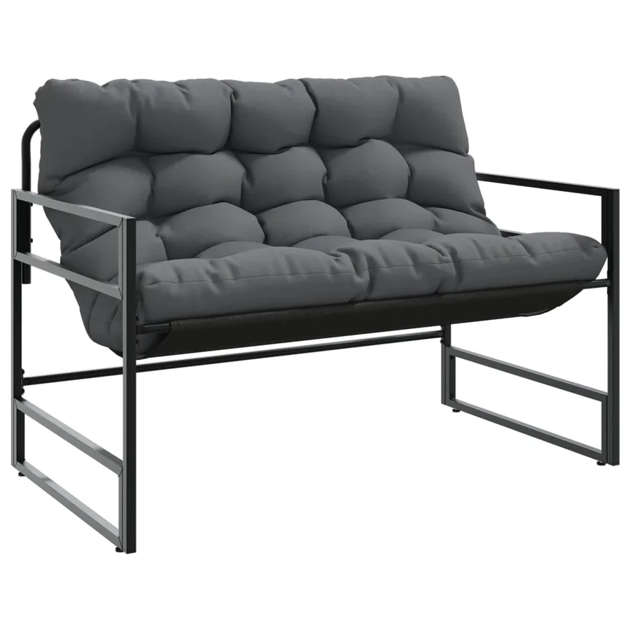 Banc de jardin avec coussin anthracite 113 cm acier - 2