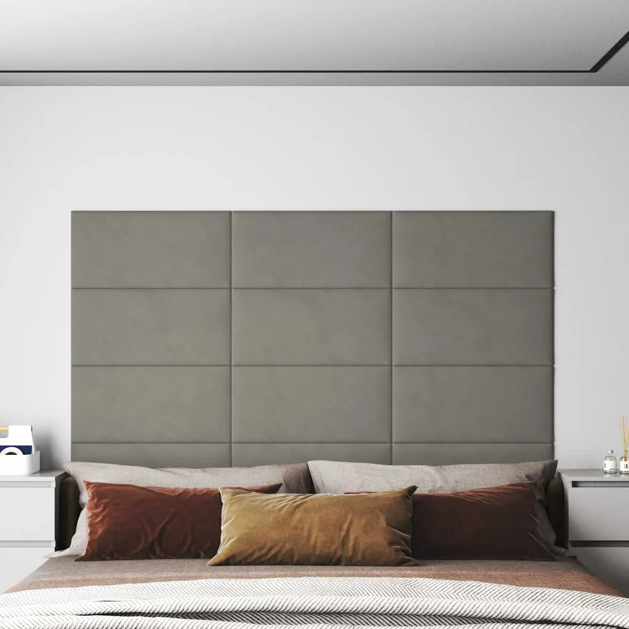 Tête de lit murale 12 pcs Gris clair Velours